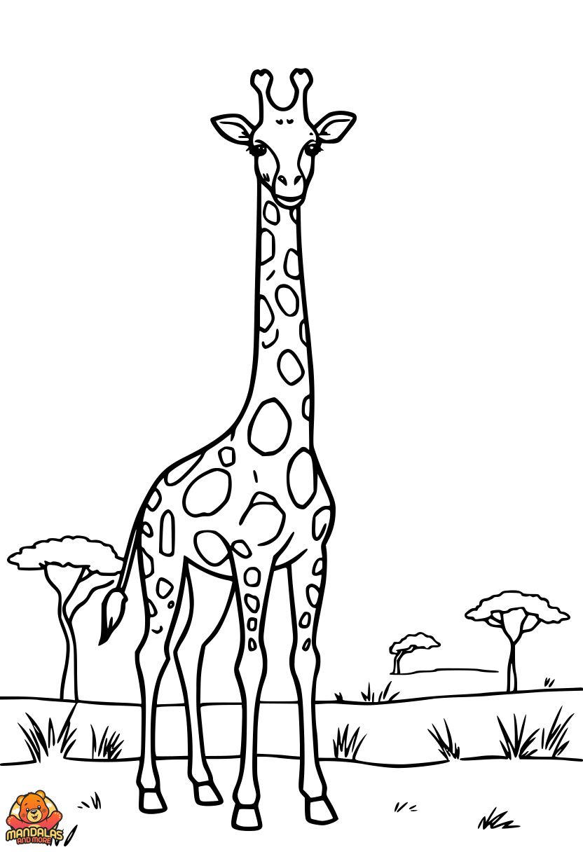 Giraffes Printable Coloring Page for Kids