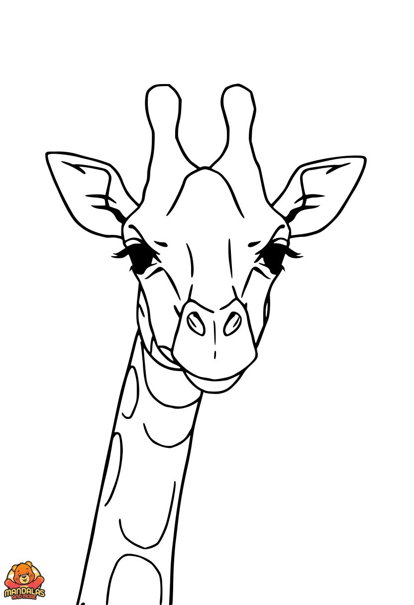 Free Giraffe Face Coloring Page for Kids