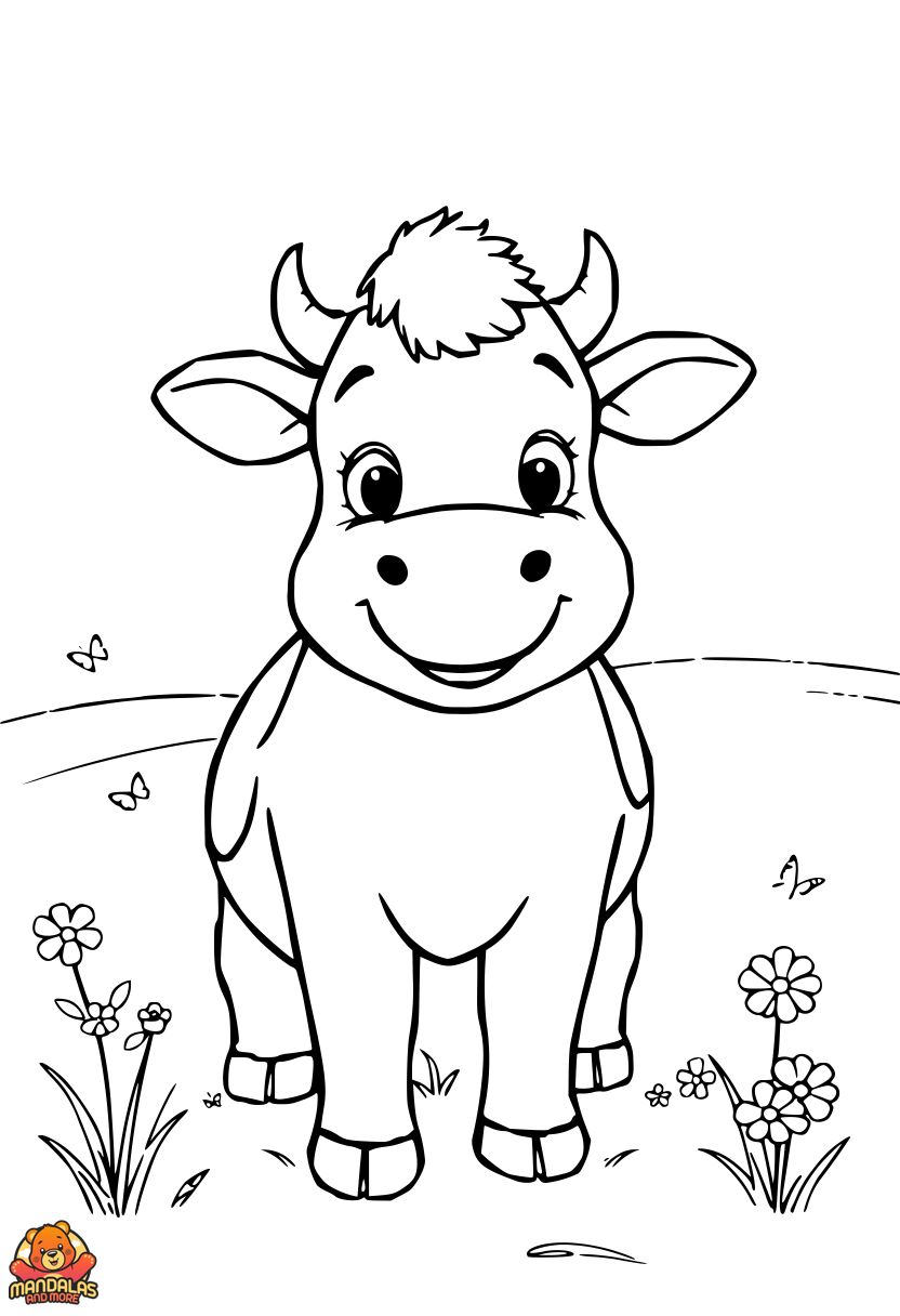 Free Printable Happy Cow Coloring Page for Kids