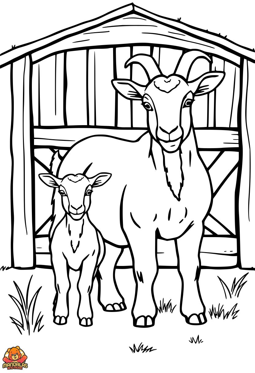Free Goat Family Coloring Page - Printable Fun