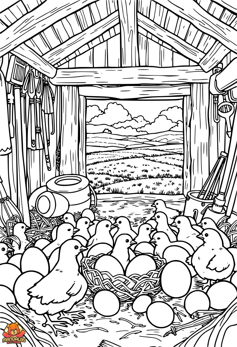Chickens Coloring Page: Free Printable Fun