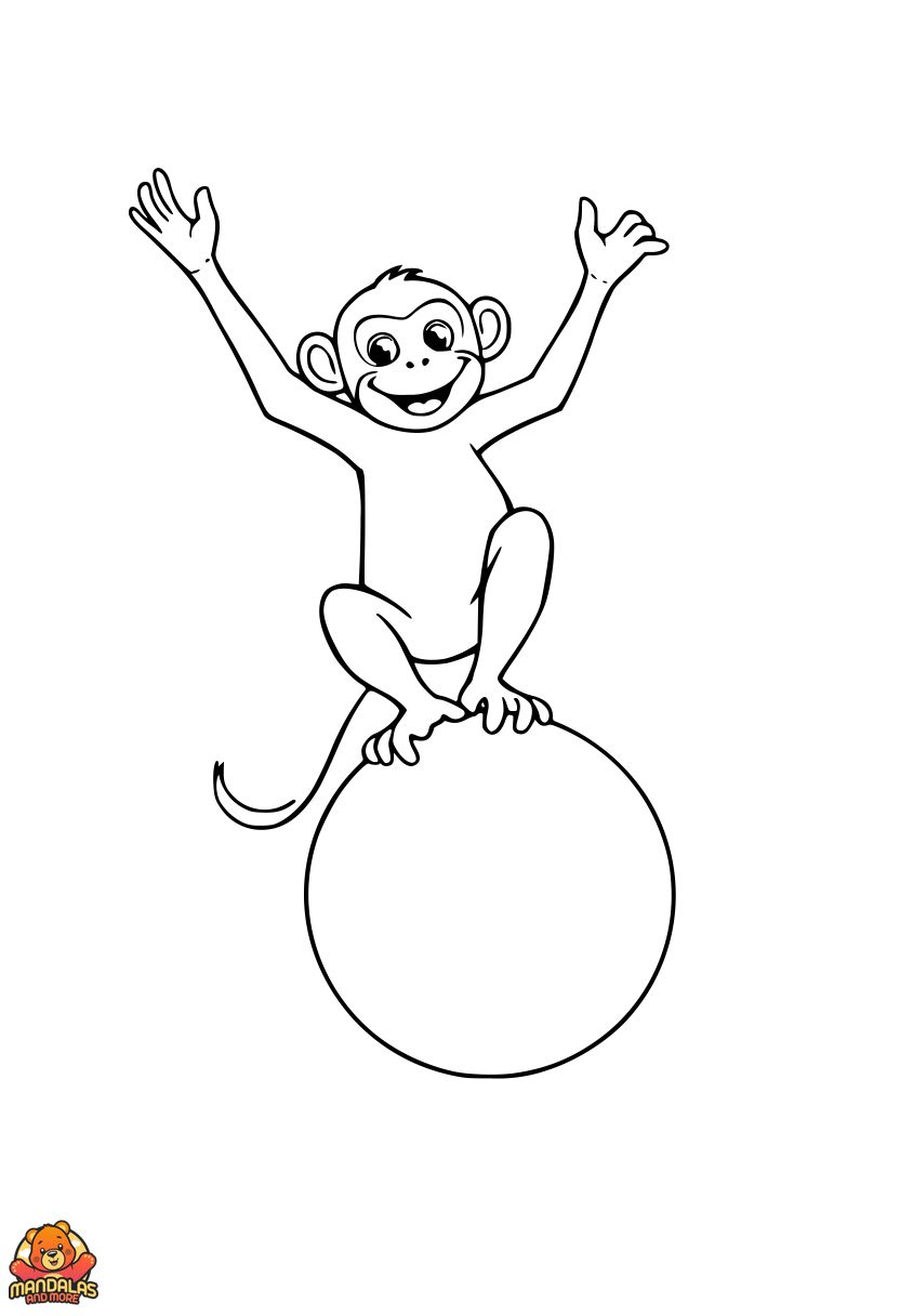 Free Cheerful Monkey Coloring Page for Kids