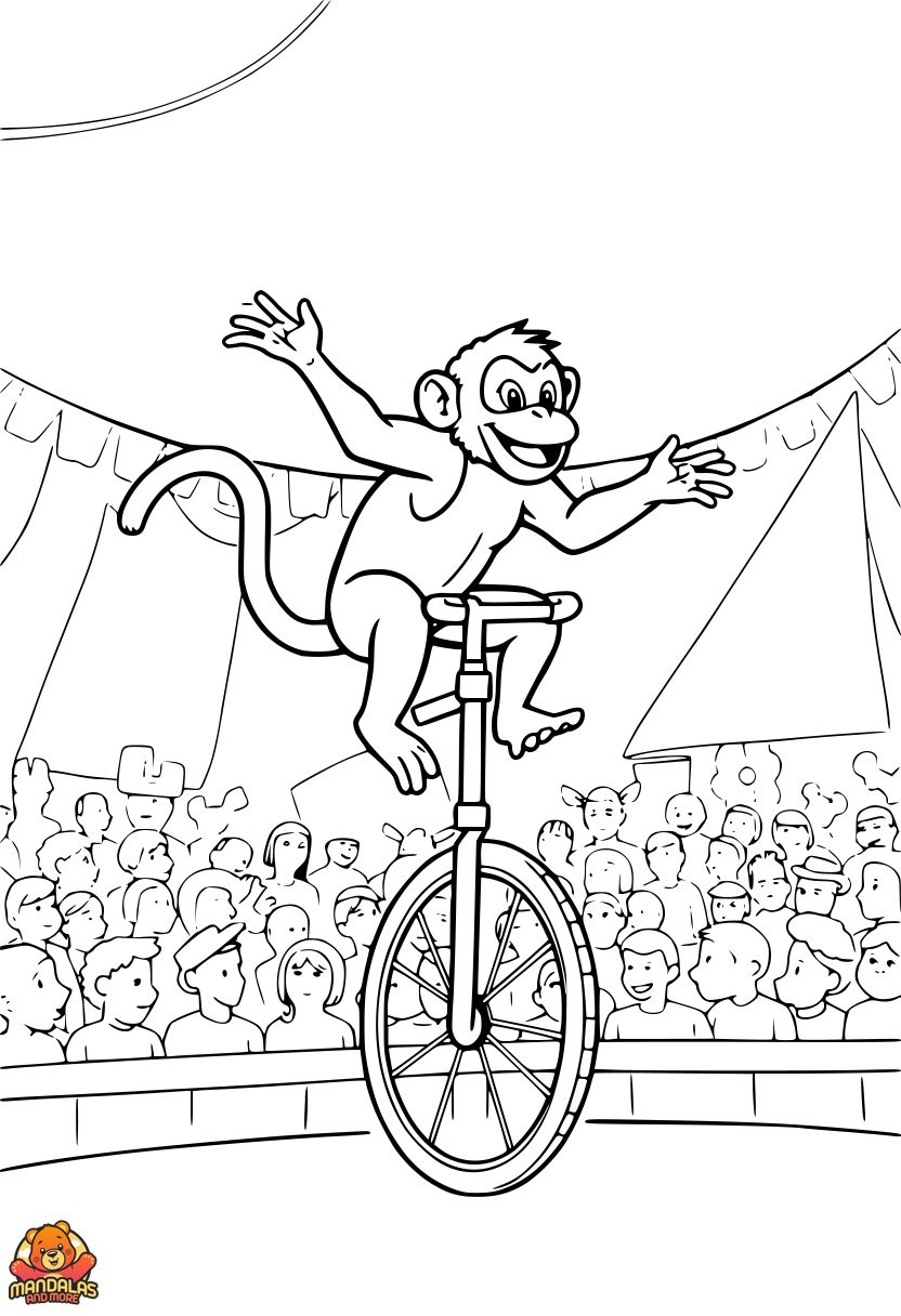 Free Monkey Circus Coloring Page Printable