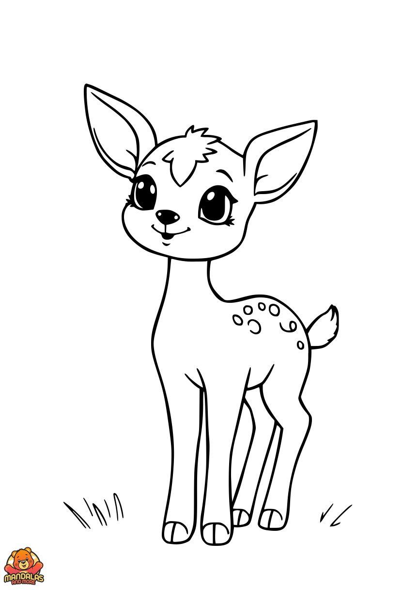 Free Playful Fawn Coloring Page for Kids