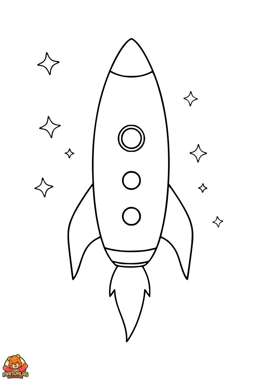 Free Printable Rocket Coloring Page for Kids