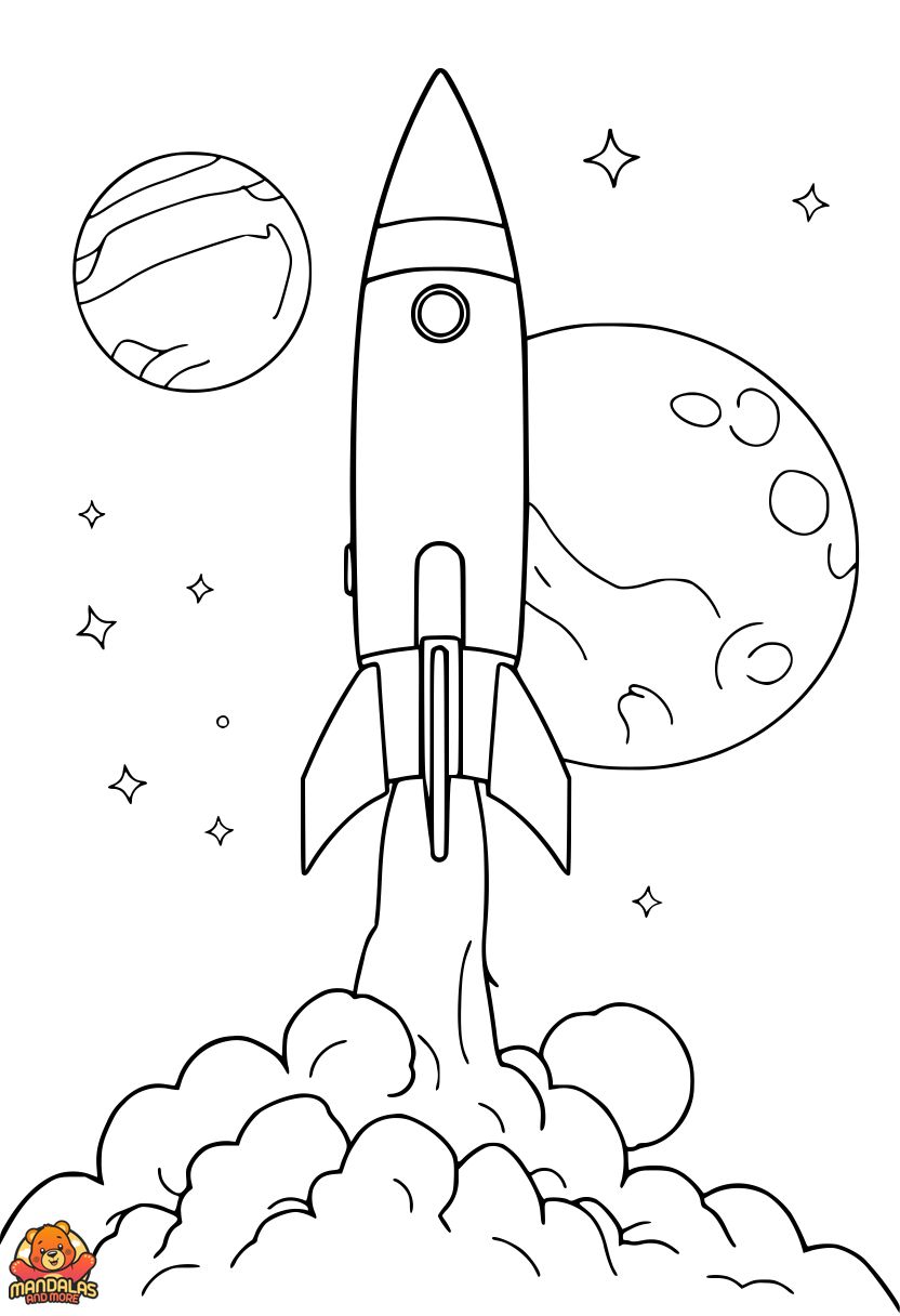 Printable Rocket Coloring Page for Kids