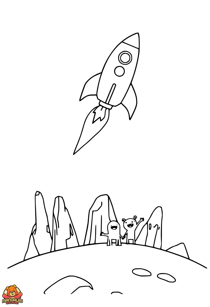 Free Printable Rocket Coloring Page for Kids