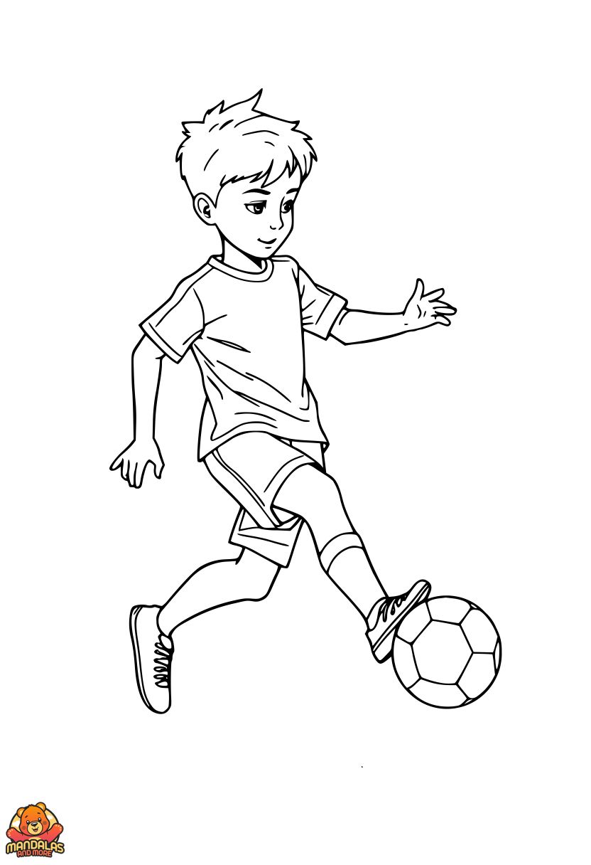 Printable Soccer Player Coloring Page for Kids