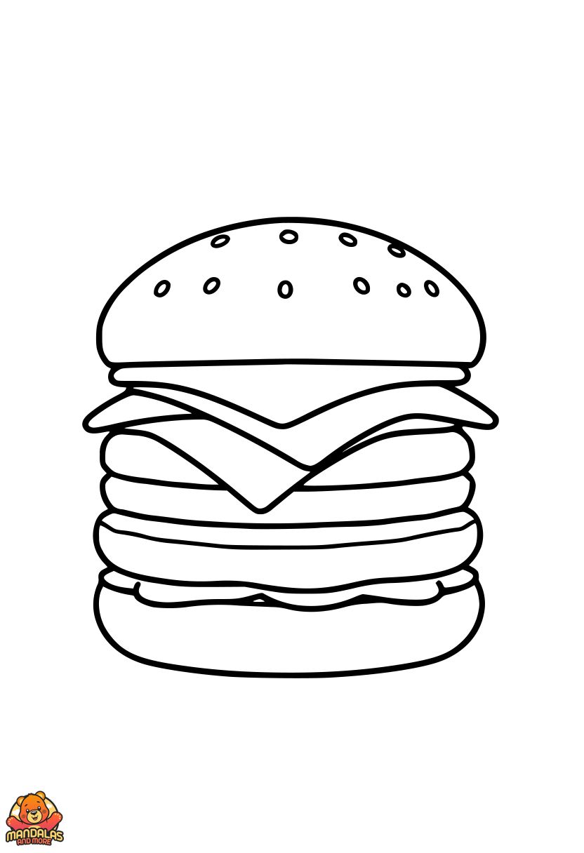 Free Burger Coloring Page Printable for Kids
