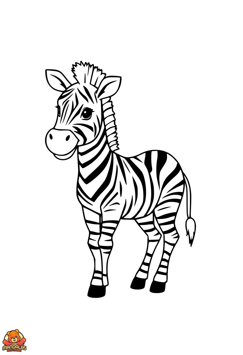 Free Baby Zebra Coloring Page for Kids