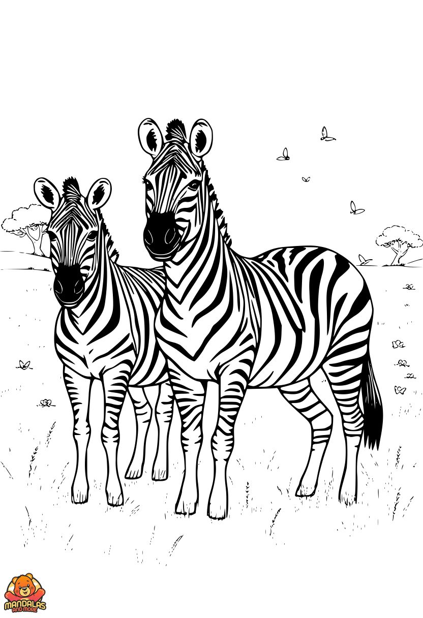 Free Zebra Family Coloring Page - Printable Fun