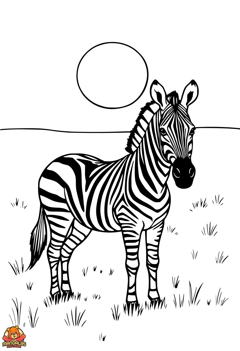 Free Printable Zebra Coloring Page for Kids