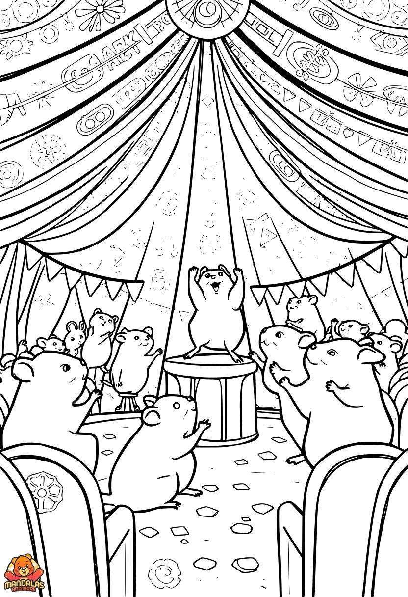 Printable Hamster Circus Coloring Page