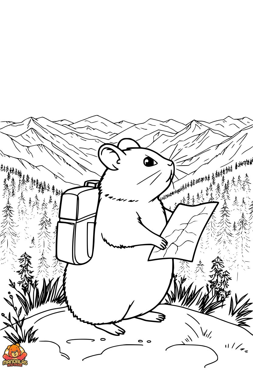 Free Hamster Adventure Coloring Page for Kids