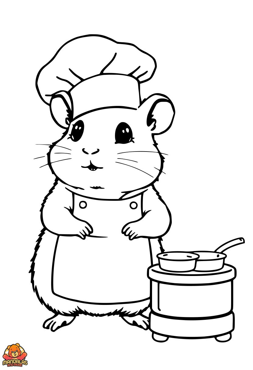 Printable Hamster Chef Coloring Page