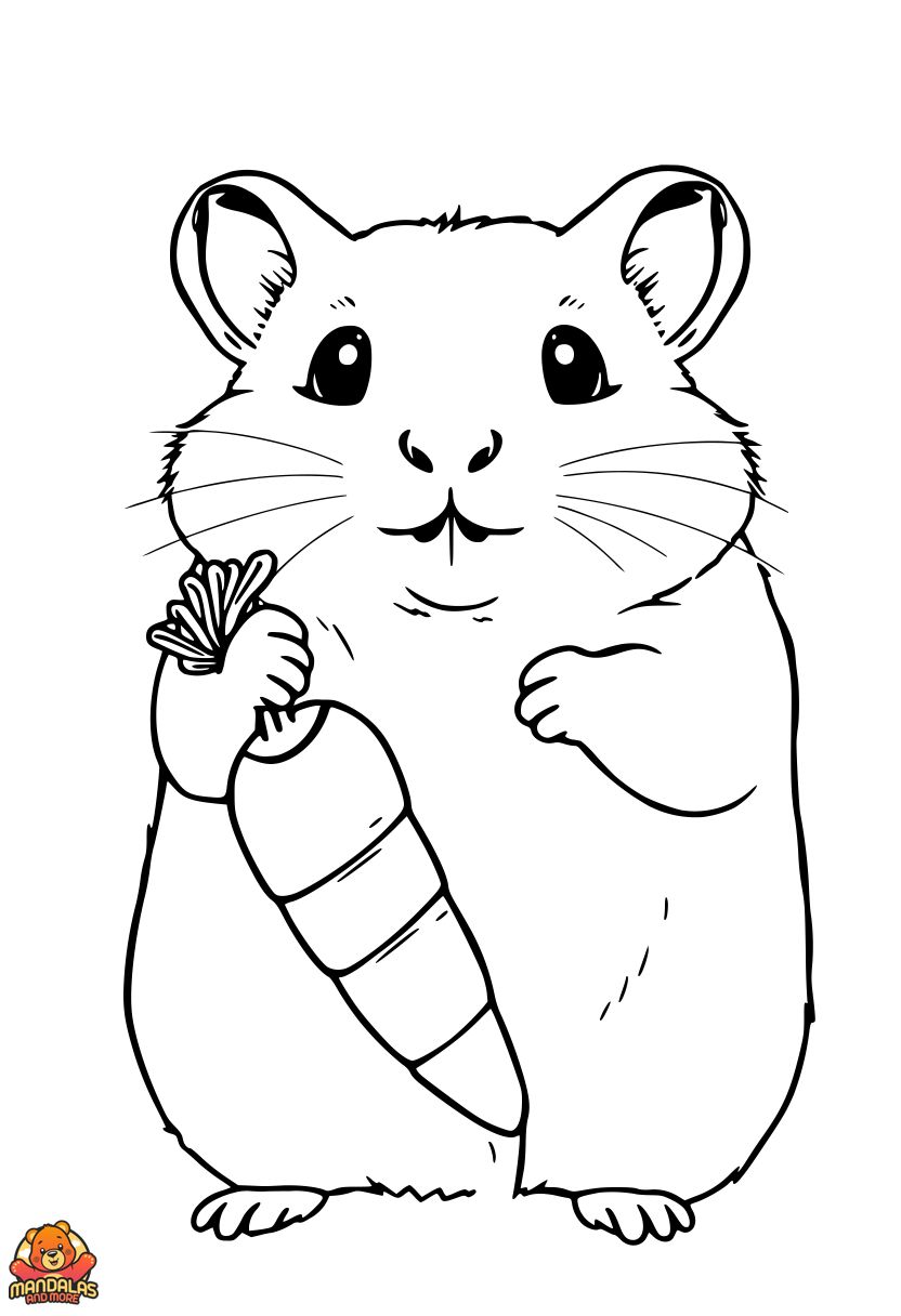 Free Hamster Coloring Page with Carrot