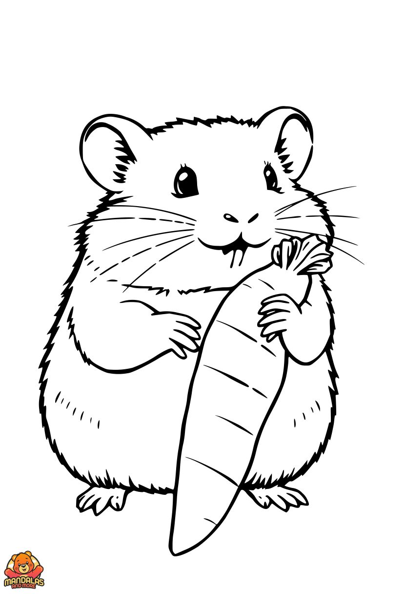 Free Hamster Coloring Page with Carrot