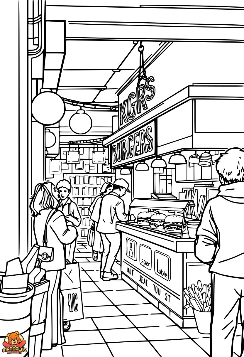 Free Printable Burger Coloring Page for Kids