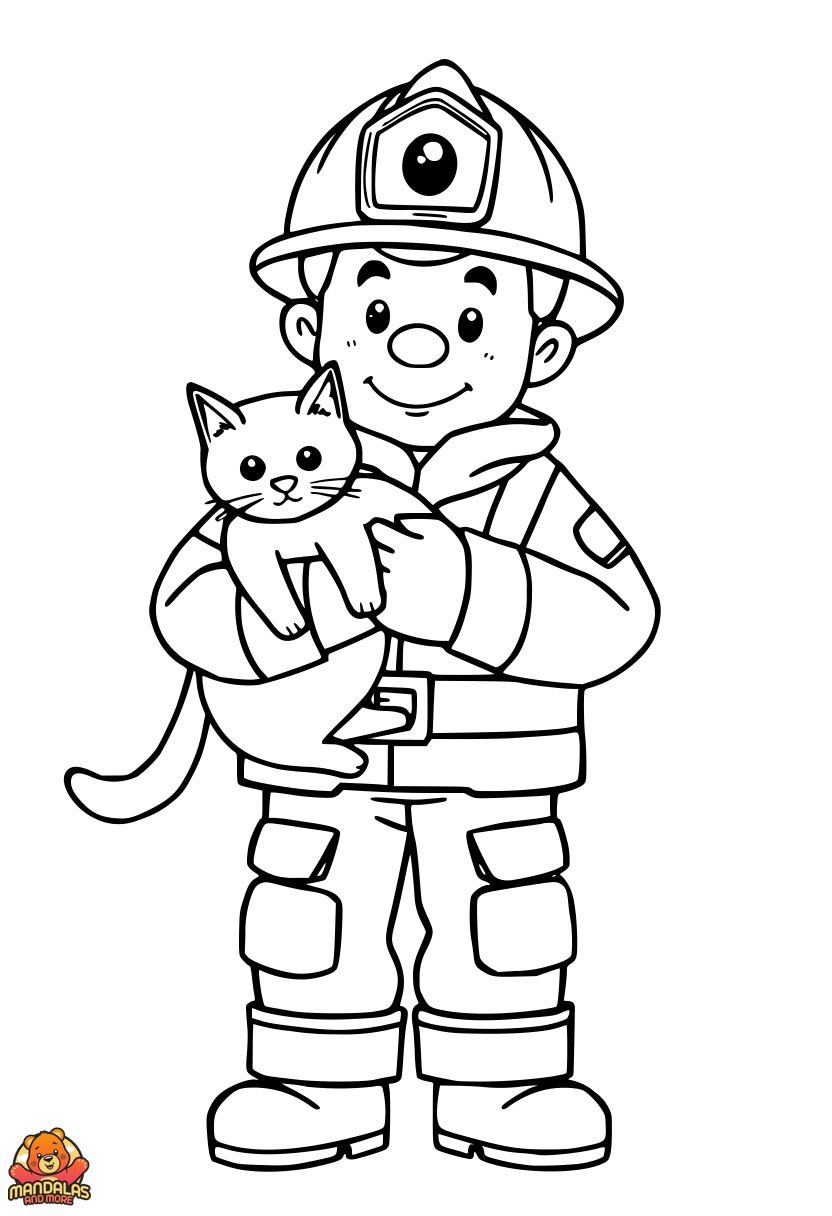 Firefighter at Work Coloring Page - Free & Fun