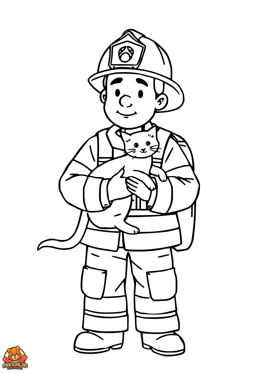 Firefighter at Work Coloring Page - Free & Fun