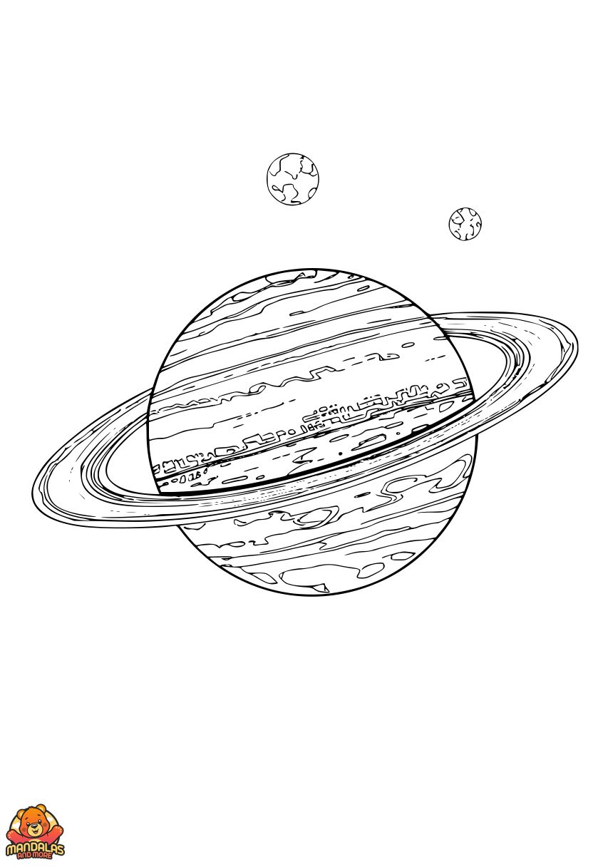 Free Planets Coloring Page - Gas Giant & Moons