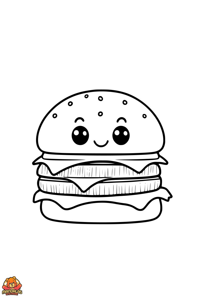 Free Printable Burger Coloring Page for Kids