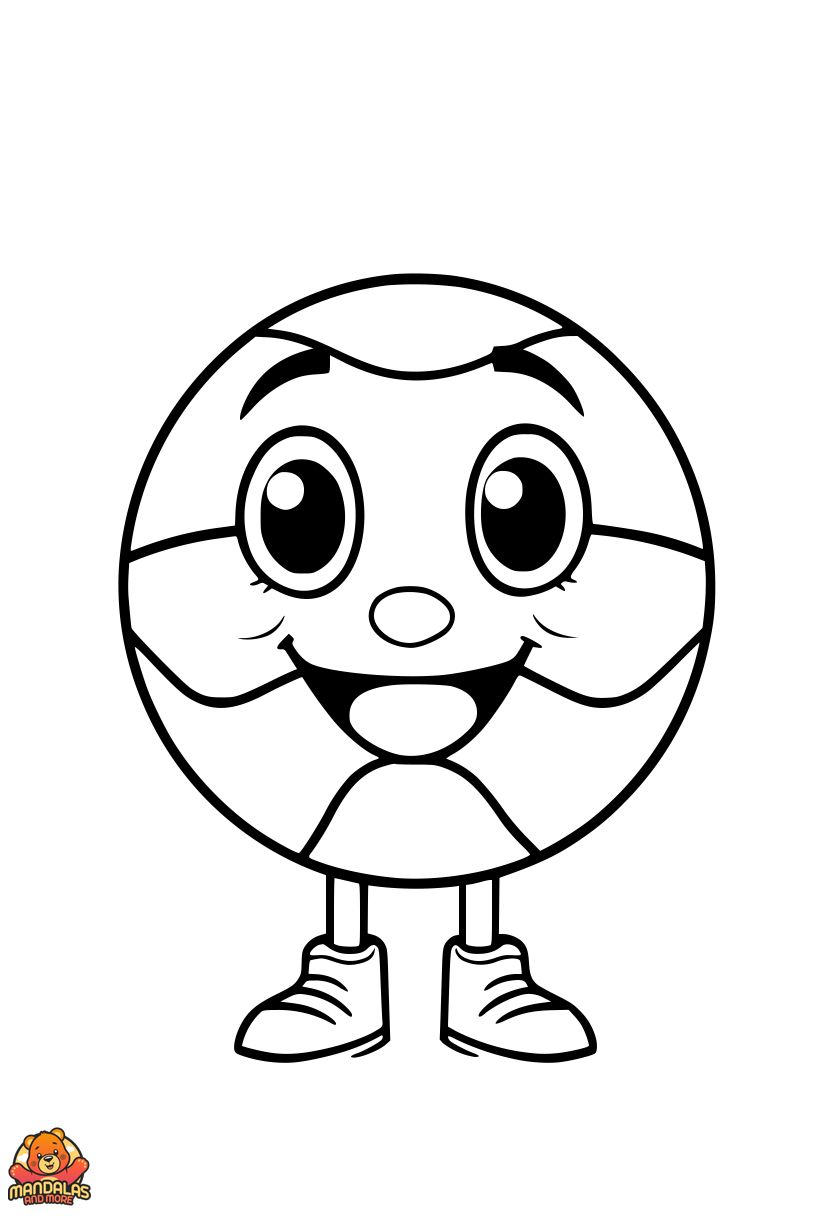 Free Cartoon Basketball Coloring Page for Kids