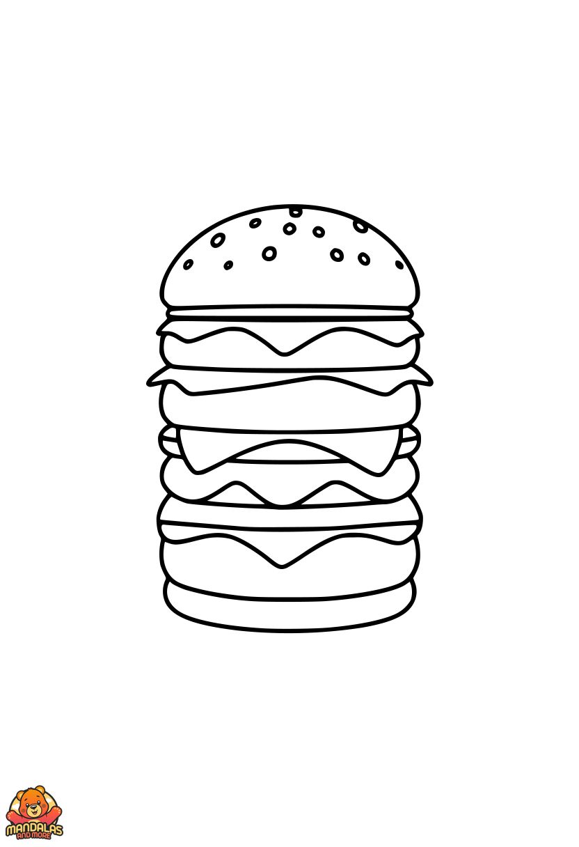 Free Burger Coloring Page for Kids - Printable Fun