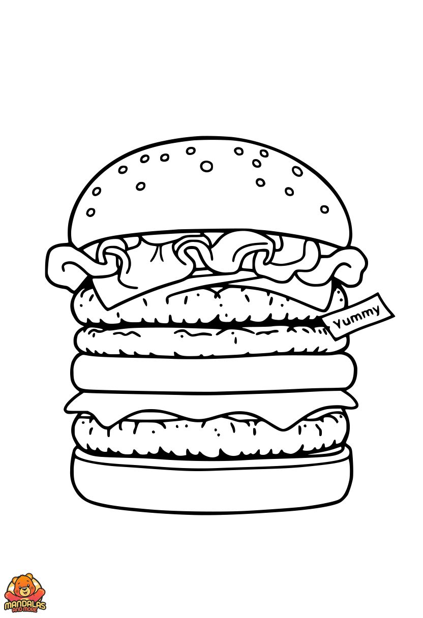 Printable Burger Coloring Page for Kids