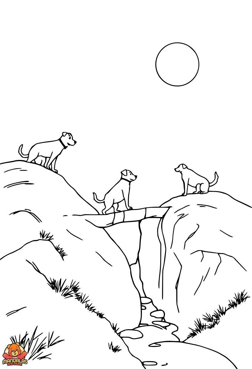 Free Printable Dogs Adventure Coloring Page