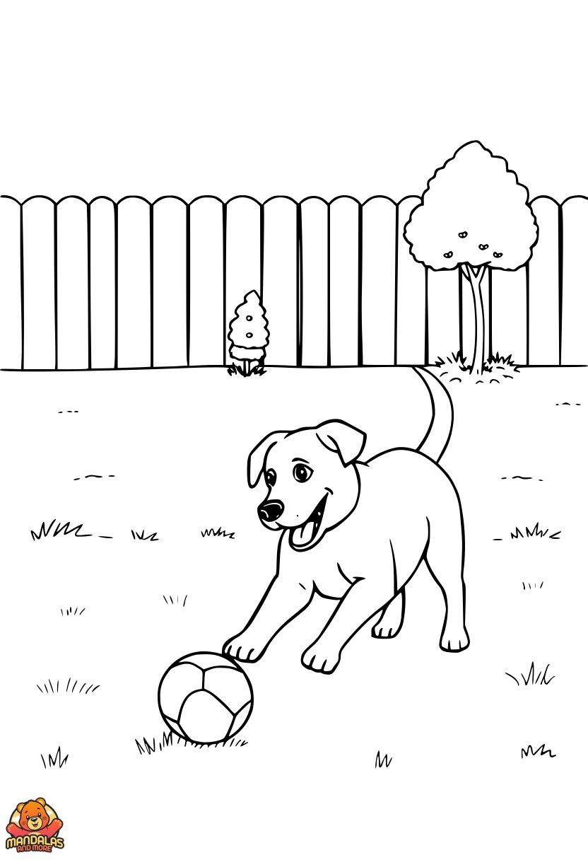 Printable Dogs Coloring Page - Fun Backyard Scene!
