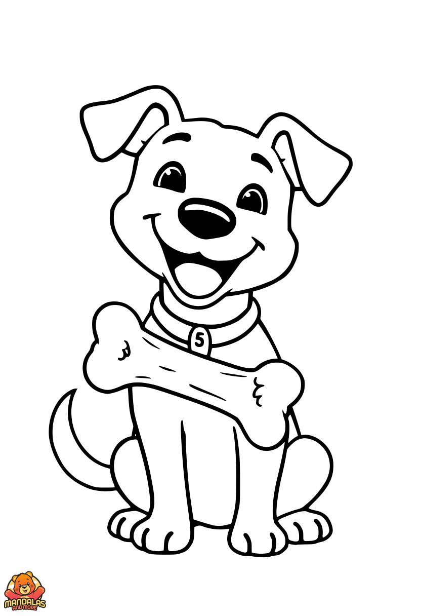 Free Happy Dog Coloring Page for Kids