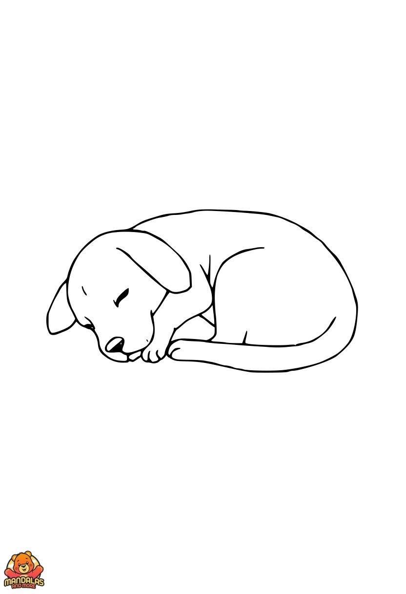 Dogs Coloring Page: Peaceful Sleeping Dog