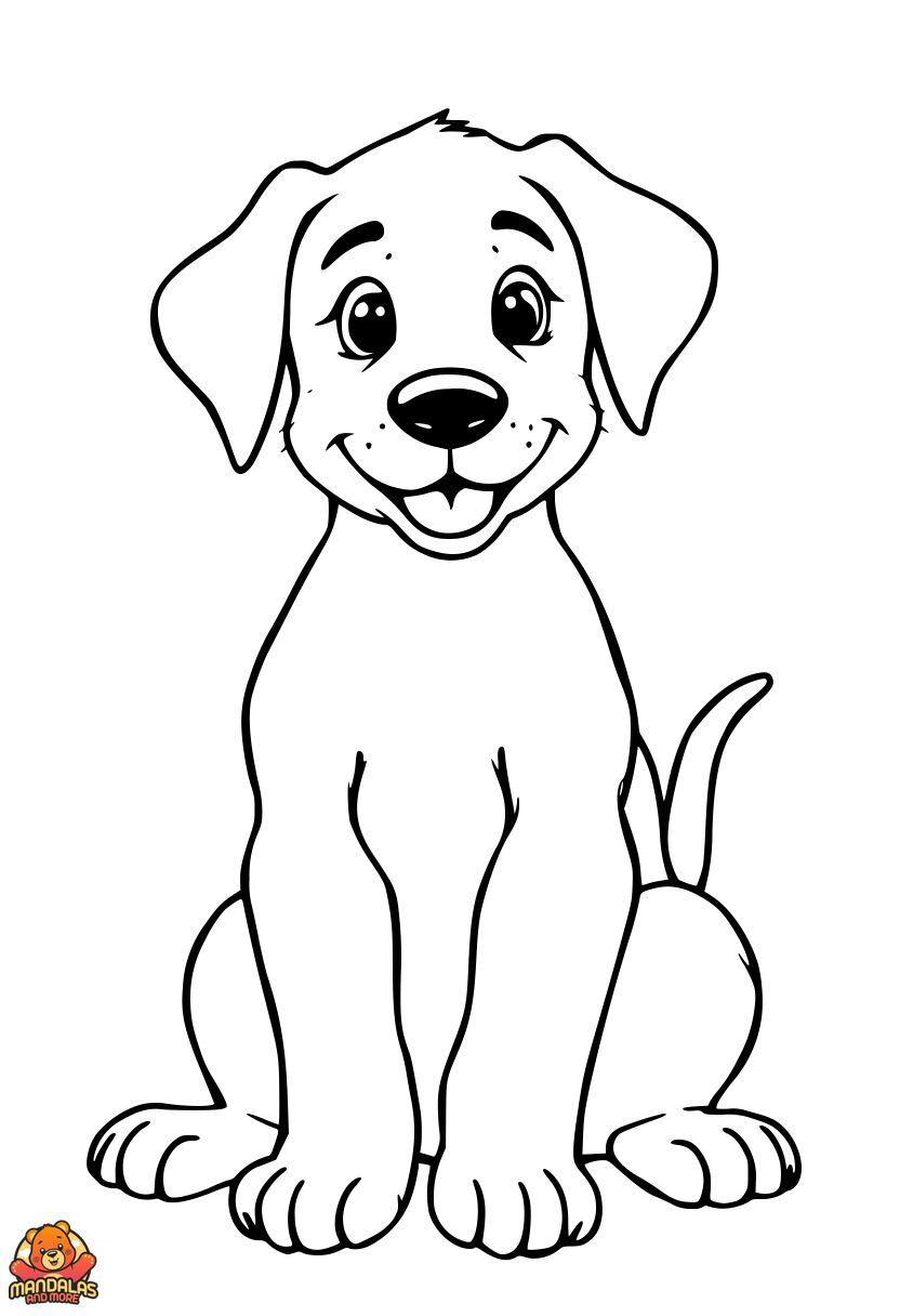 Free Dog Coloring Page of Happy Puppy