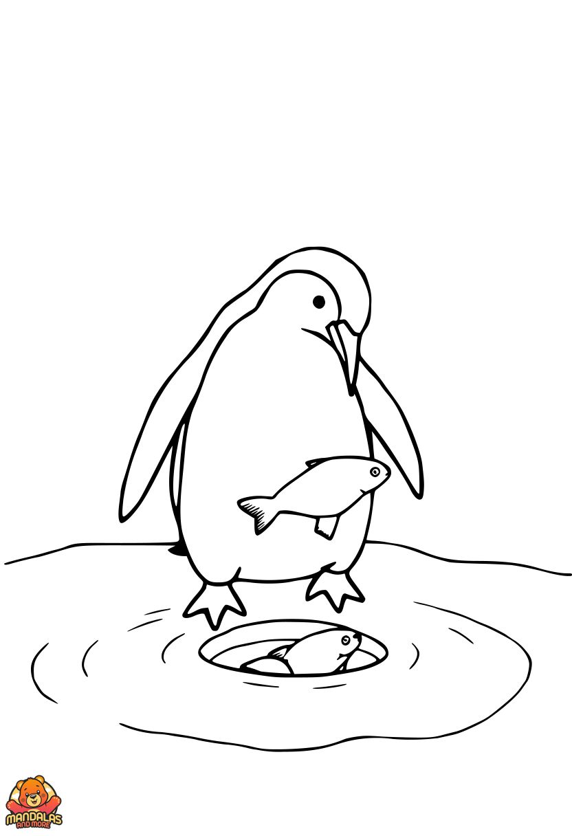 Free Penguin Standing on Ice Coloring Page