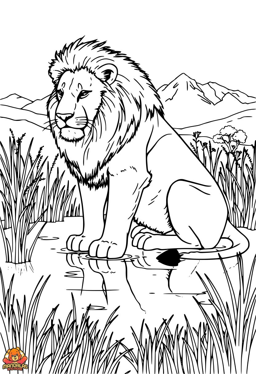 Free Printable Lion Coloring Page for Kids