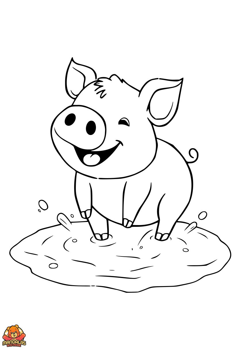 Free Cartoon Pig Coloring Page for Kids