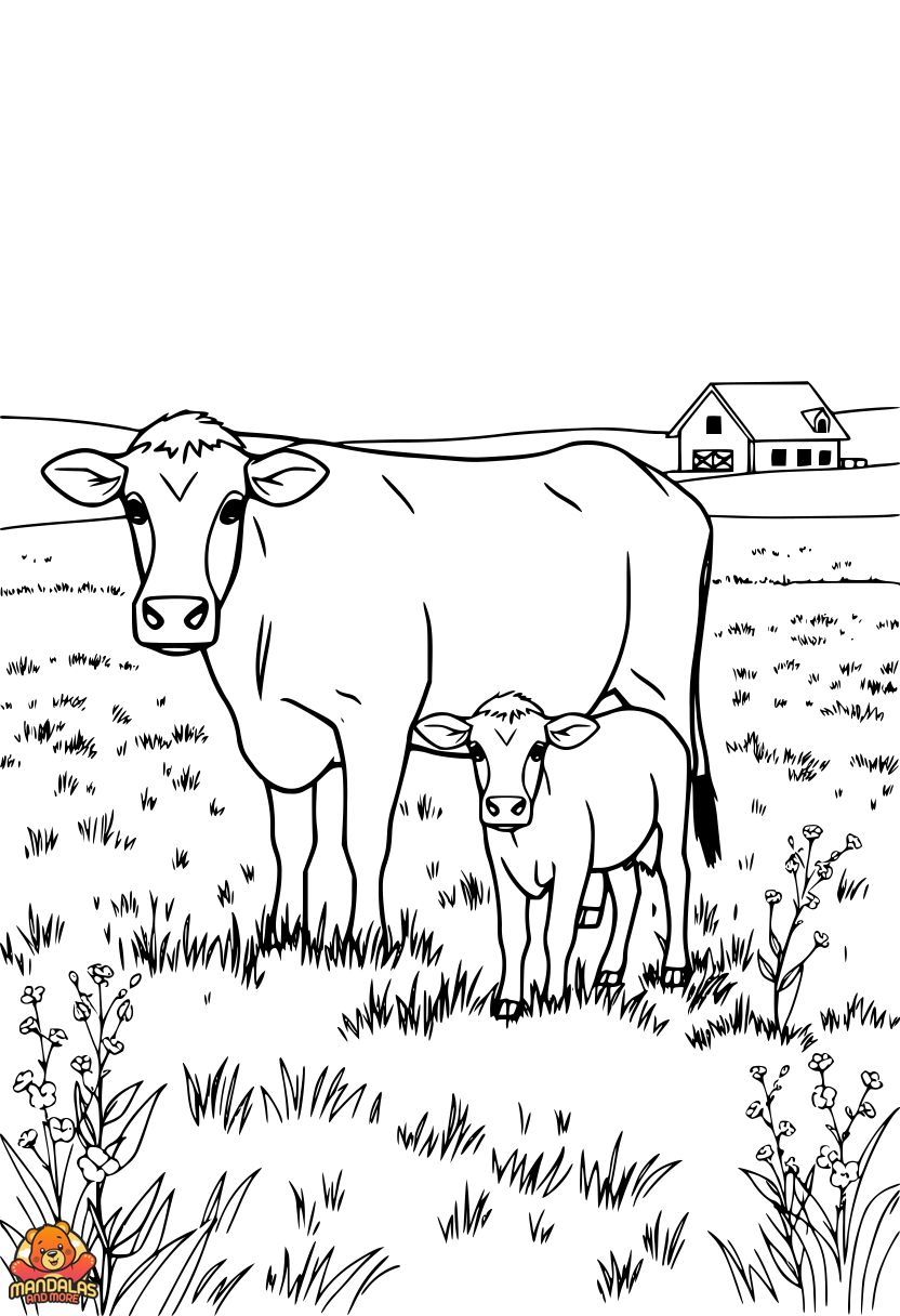 Free Printable Cow Coloring Page for Kids