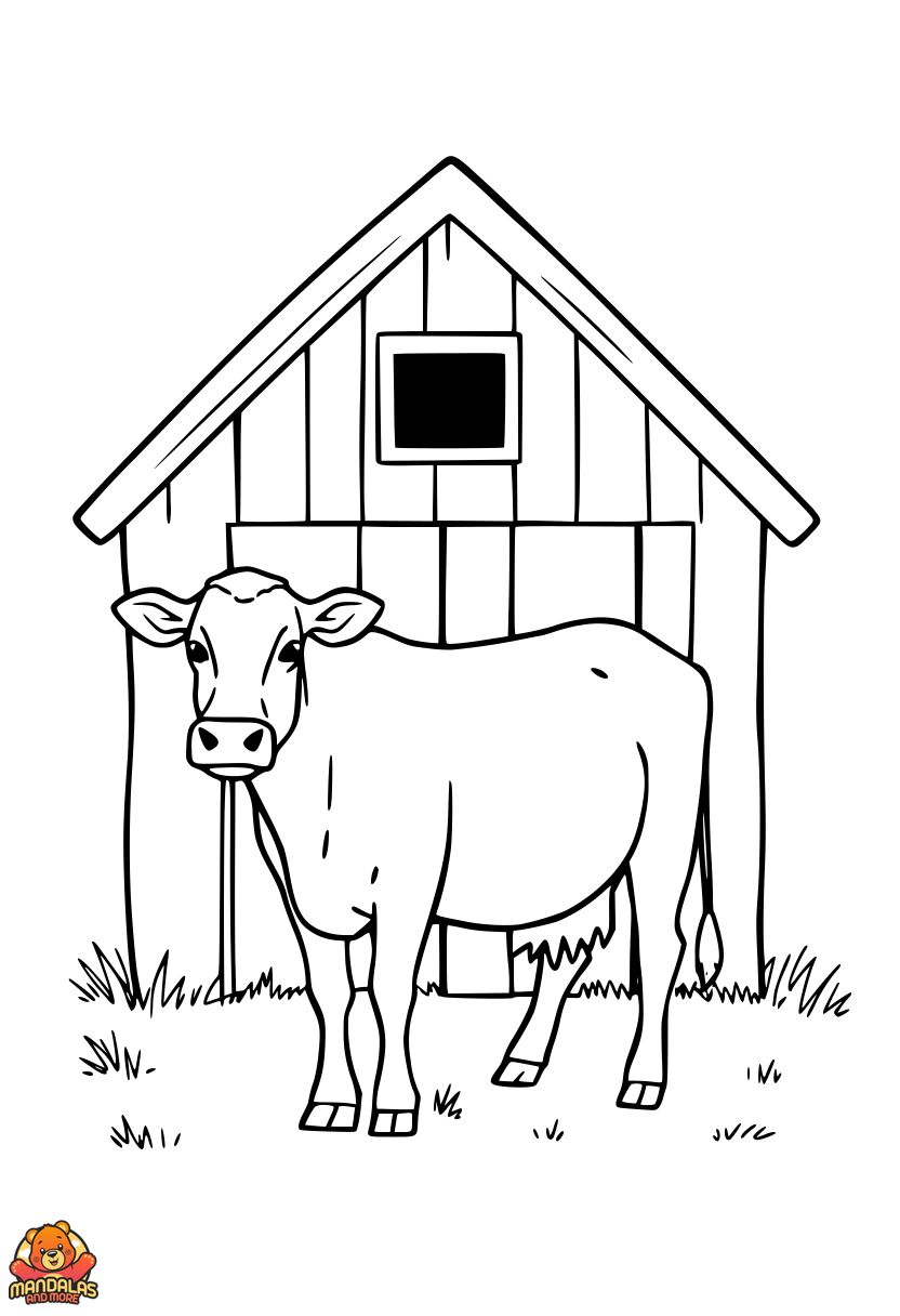 Free Printable Cow Coloring Page for Kids