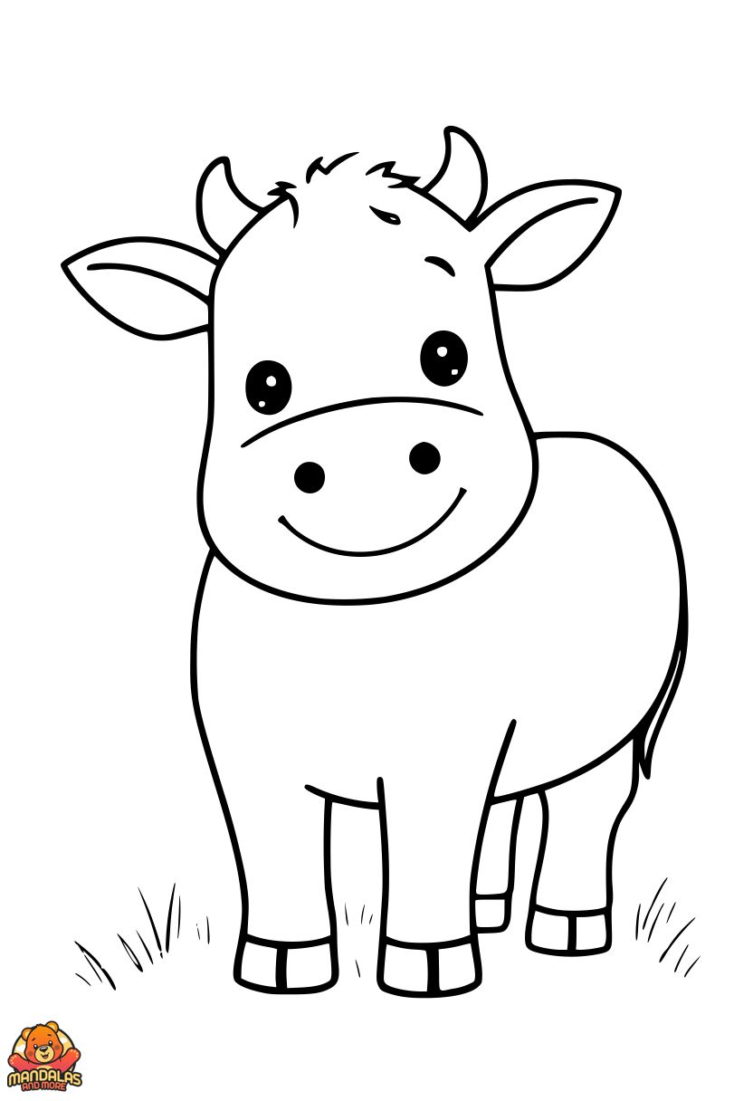 Free Printable Happy Cow Coloring Page for Kids