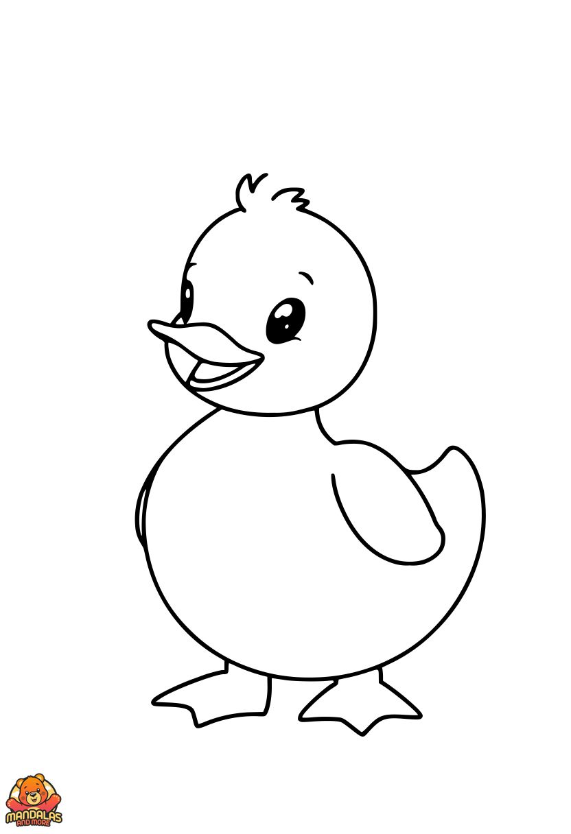 Free Duck Coloring Page - Simple Geometric Duckling