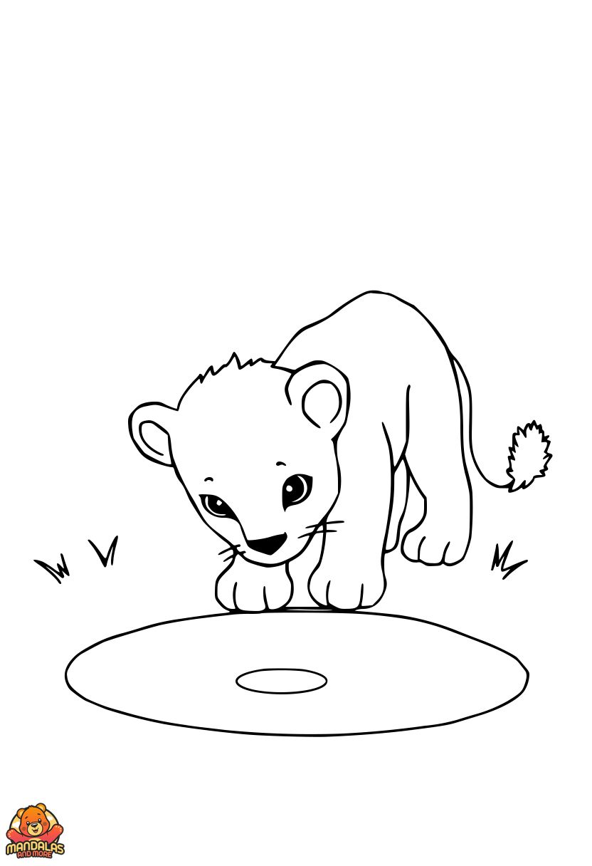 Printable Lion Cub Coloring Page for Kids