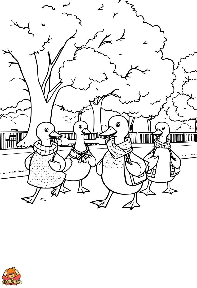 Printable Ducks Coloring Page for Kids