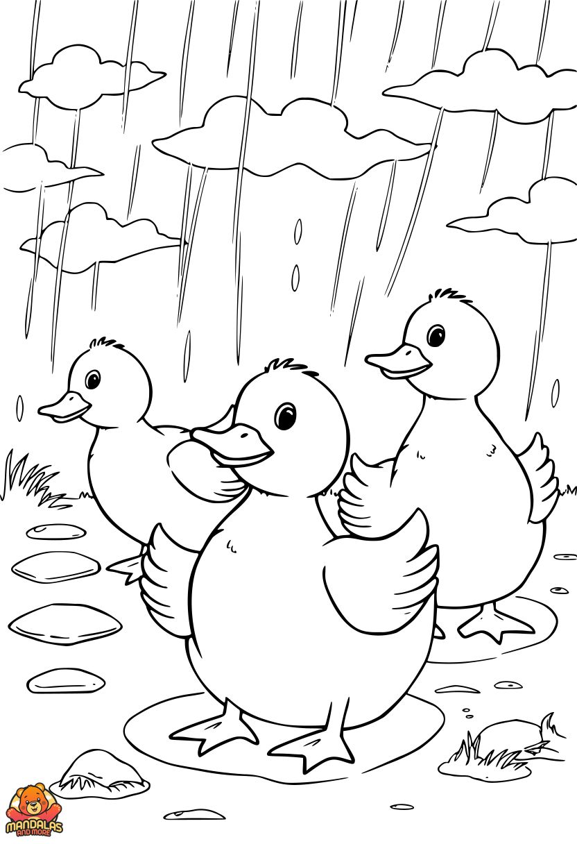 Free Printable Ducks Coloring Page for Kids