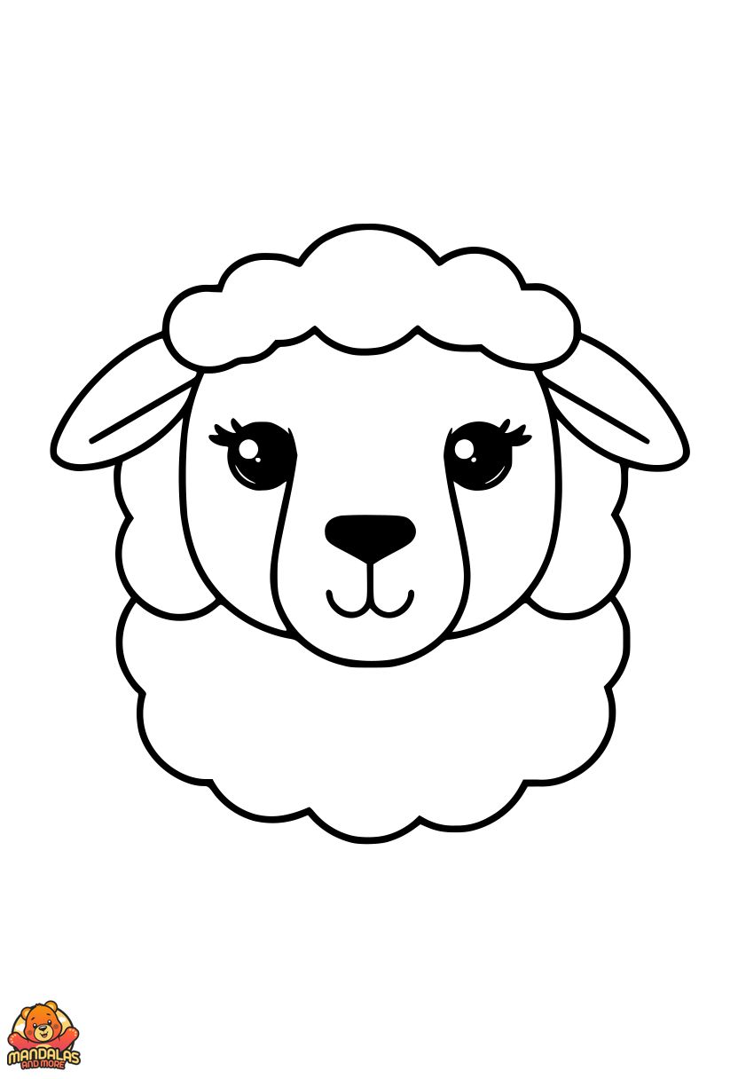 Free Sheep Face Coloring Page for Kids
