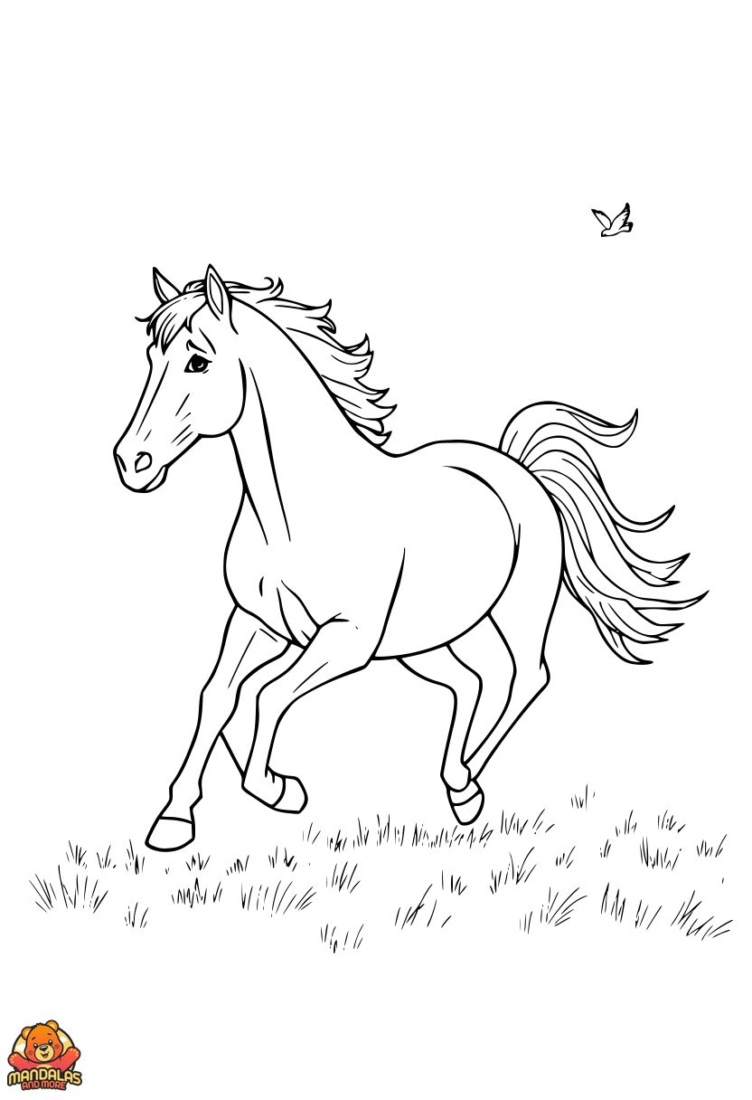 Free Galloping Horse Coloring Page for Kids