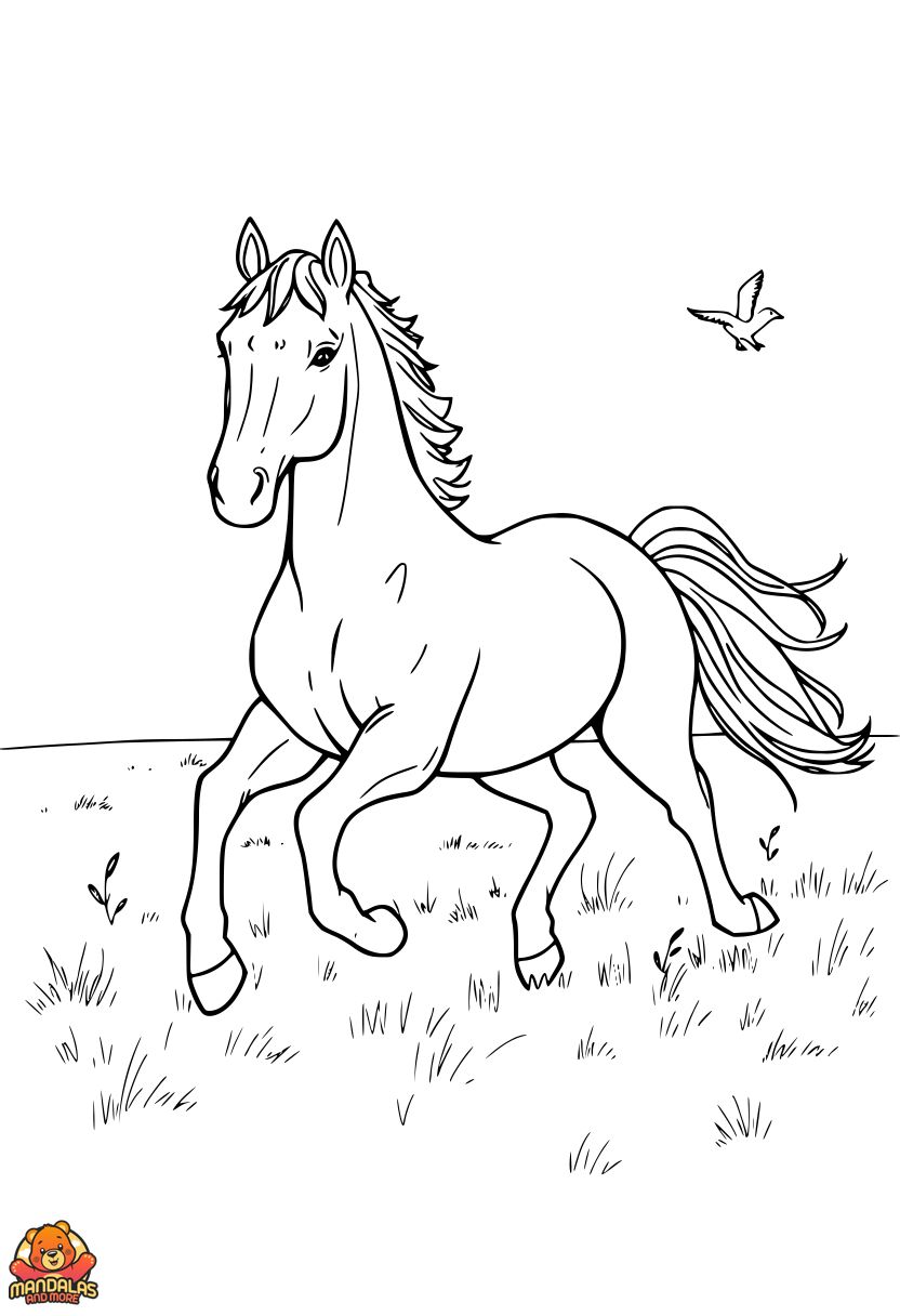 Free Printable Galloping Horse Coloring Page