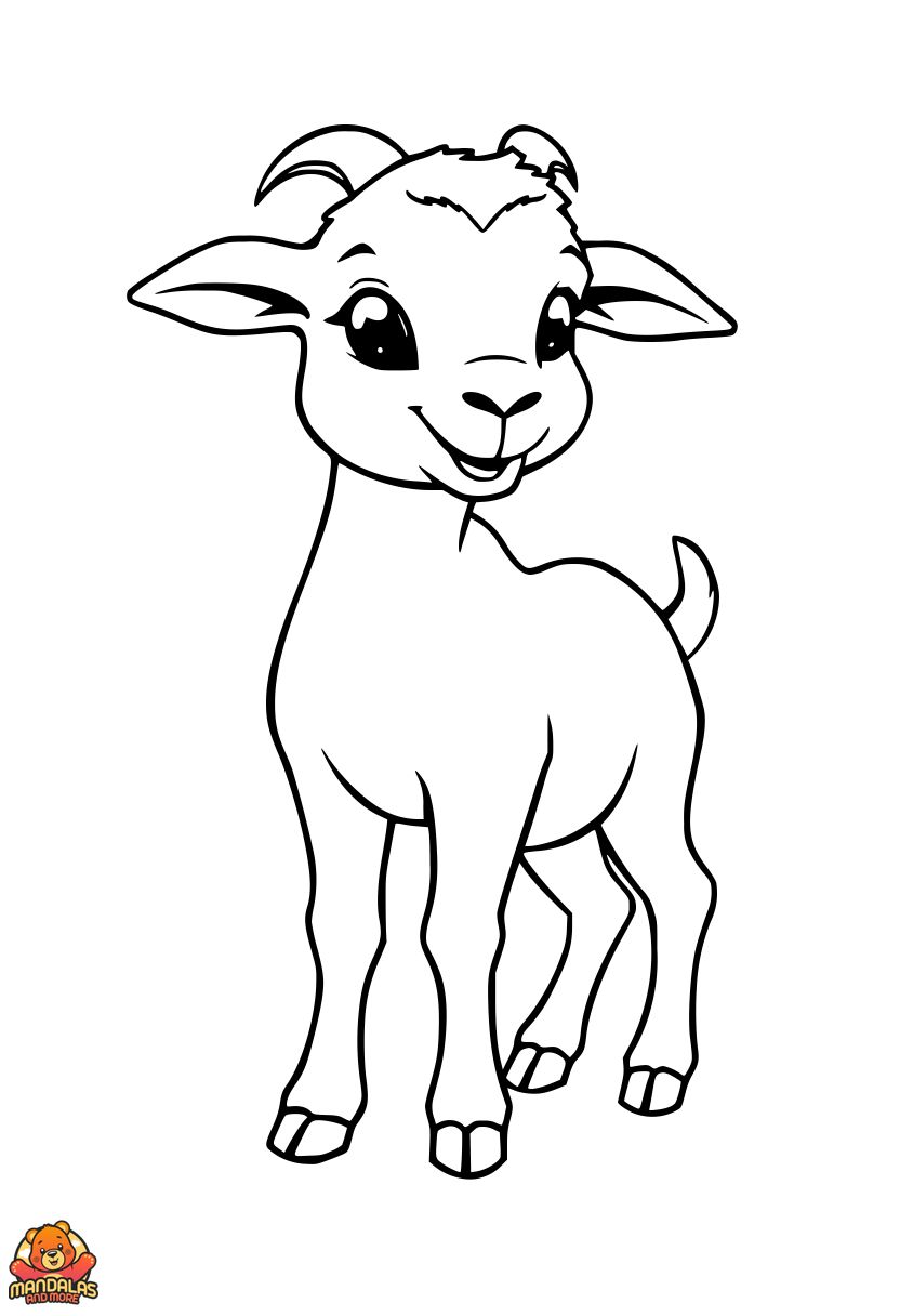 Free Baby Goat Coloring Page for Kids