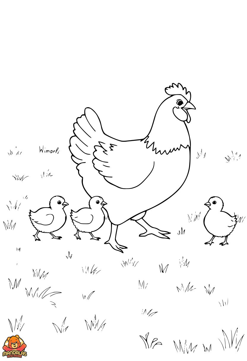 Printable Chickens Coloring Page for Kids