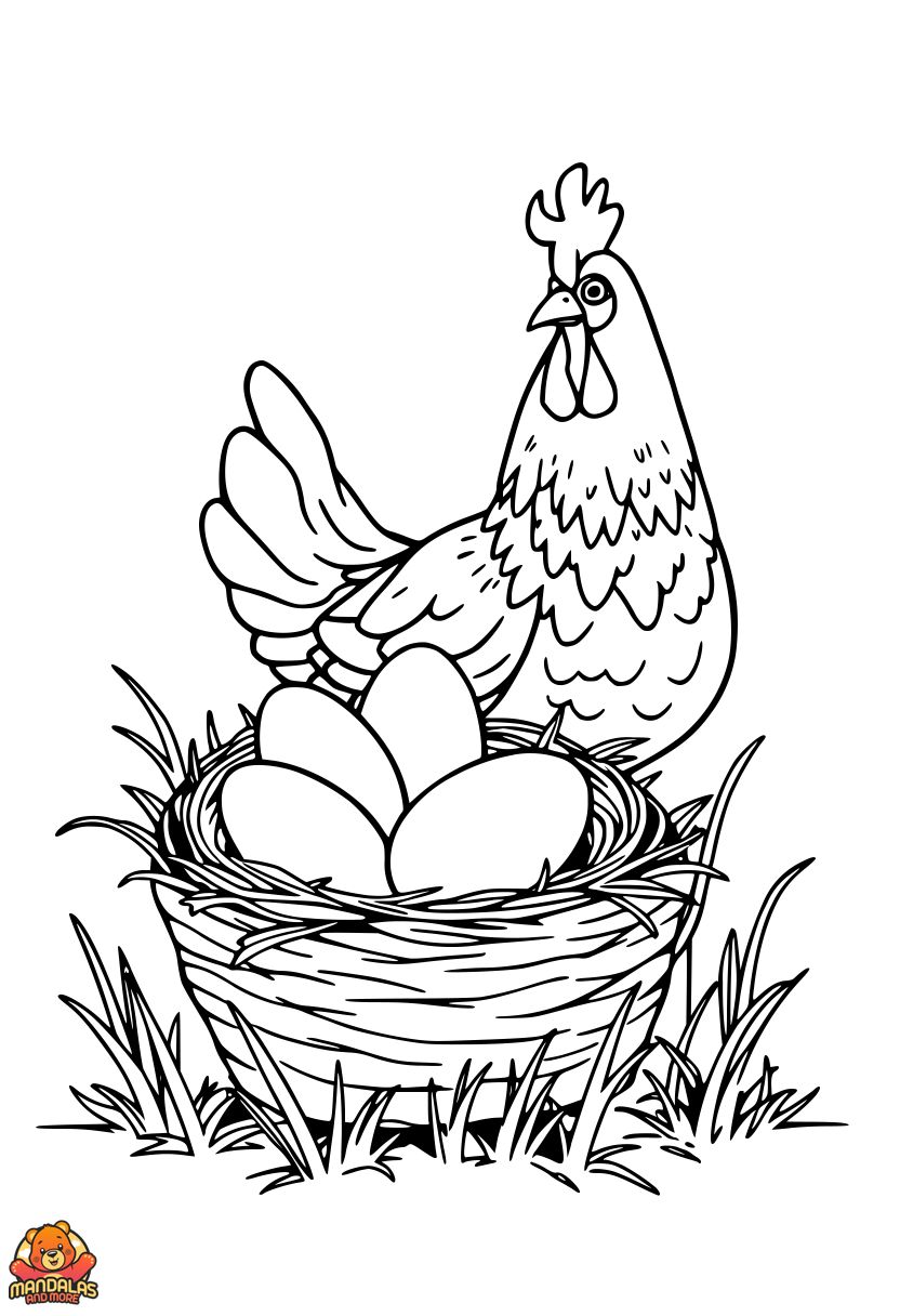 Free Printable Chicken Coloring Page for Kids